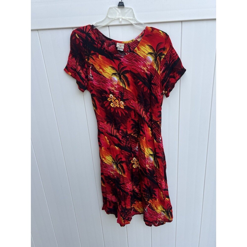 Hawaii Station Floral Dress Womens Large Pockets 100% Rayon Short Sleeve